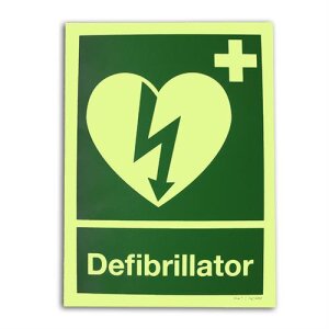Aushang Defibrillator, 15x20cm, langnachleuchtend